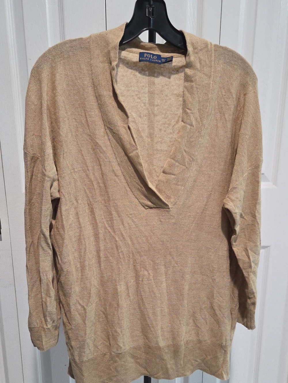Sz XS - Ralph Lauren Linen beige v-neck lightweight sweater
